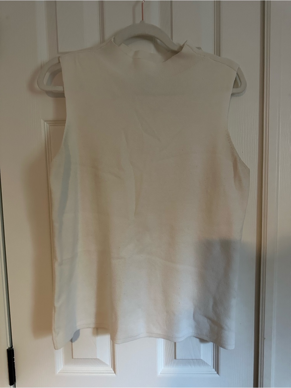Nine West Cream Sleeveless Mock Neck Tank